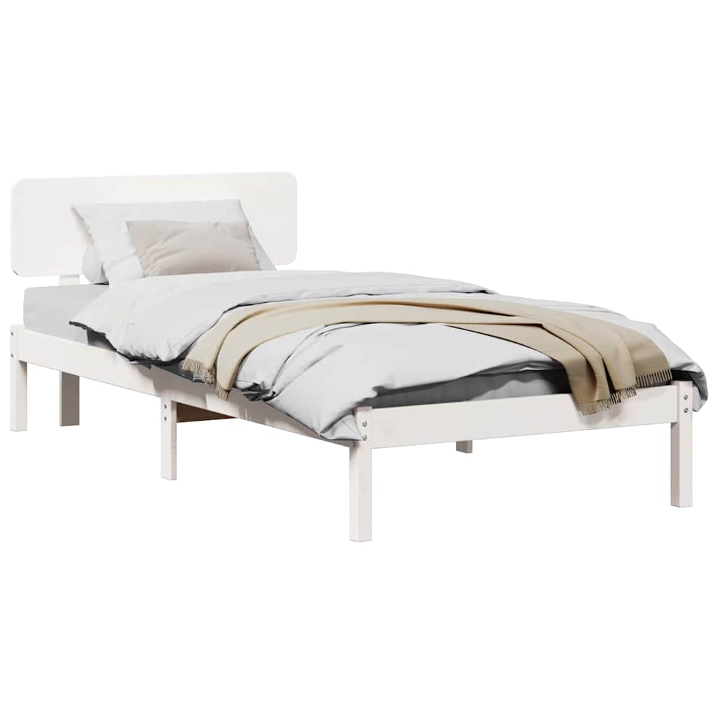 vidaXL Σκελετός Κρεβατιού με κεφαλάρι Λευκό 90 x 190 cm