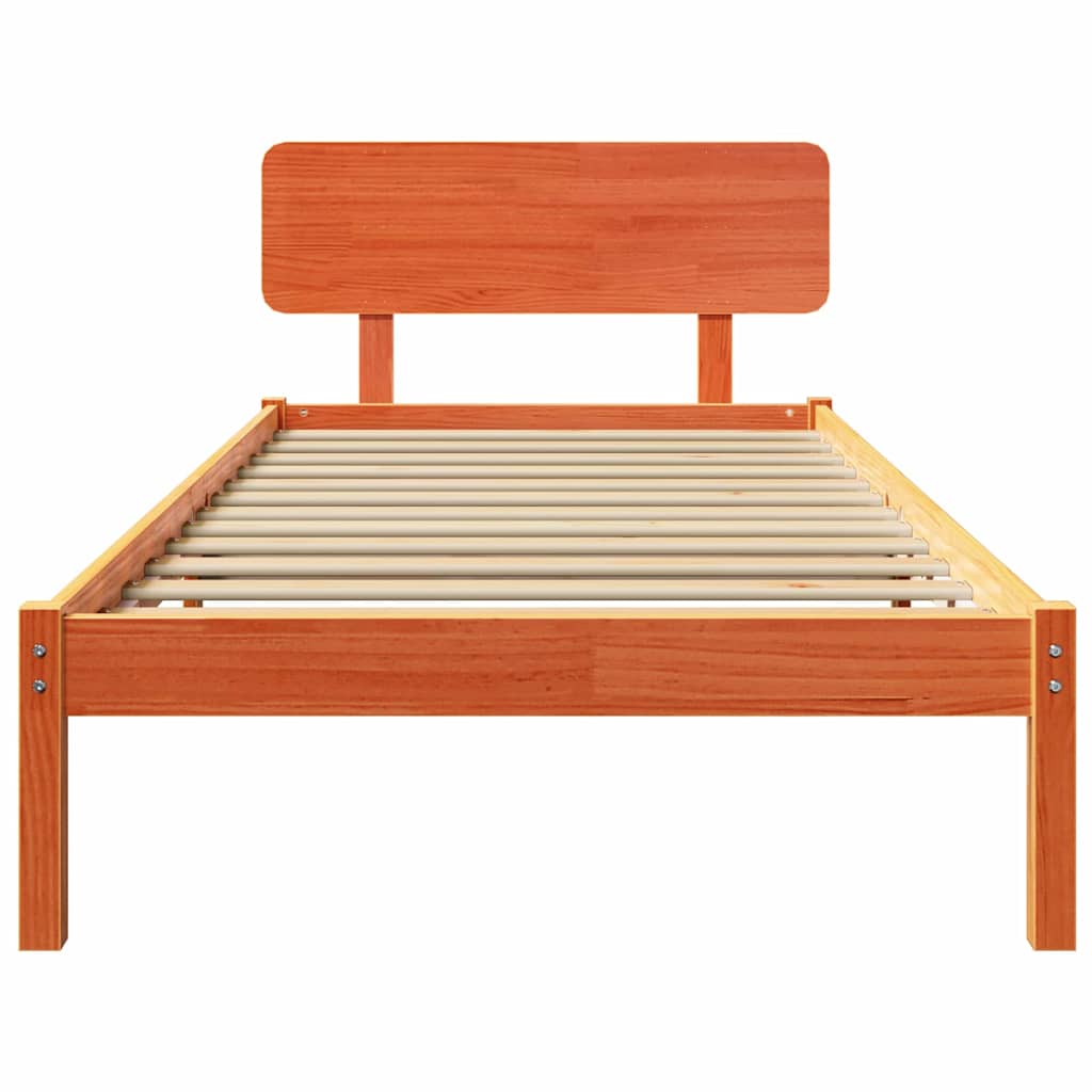 vidaXL Σκελετός Κρεβατιού Κερωτό καφέ 90 x 190 cm Στερεά ξυλεία πεύκου