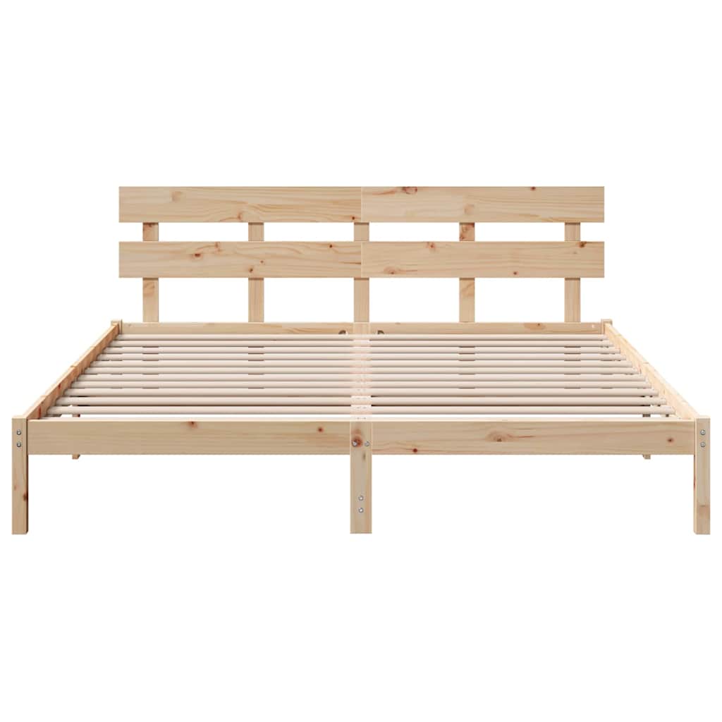 vidaXL Σκελετός Κρεβατιού Καφέ 180 x 200 cm Μασίφ ξύλο πεύκου