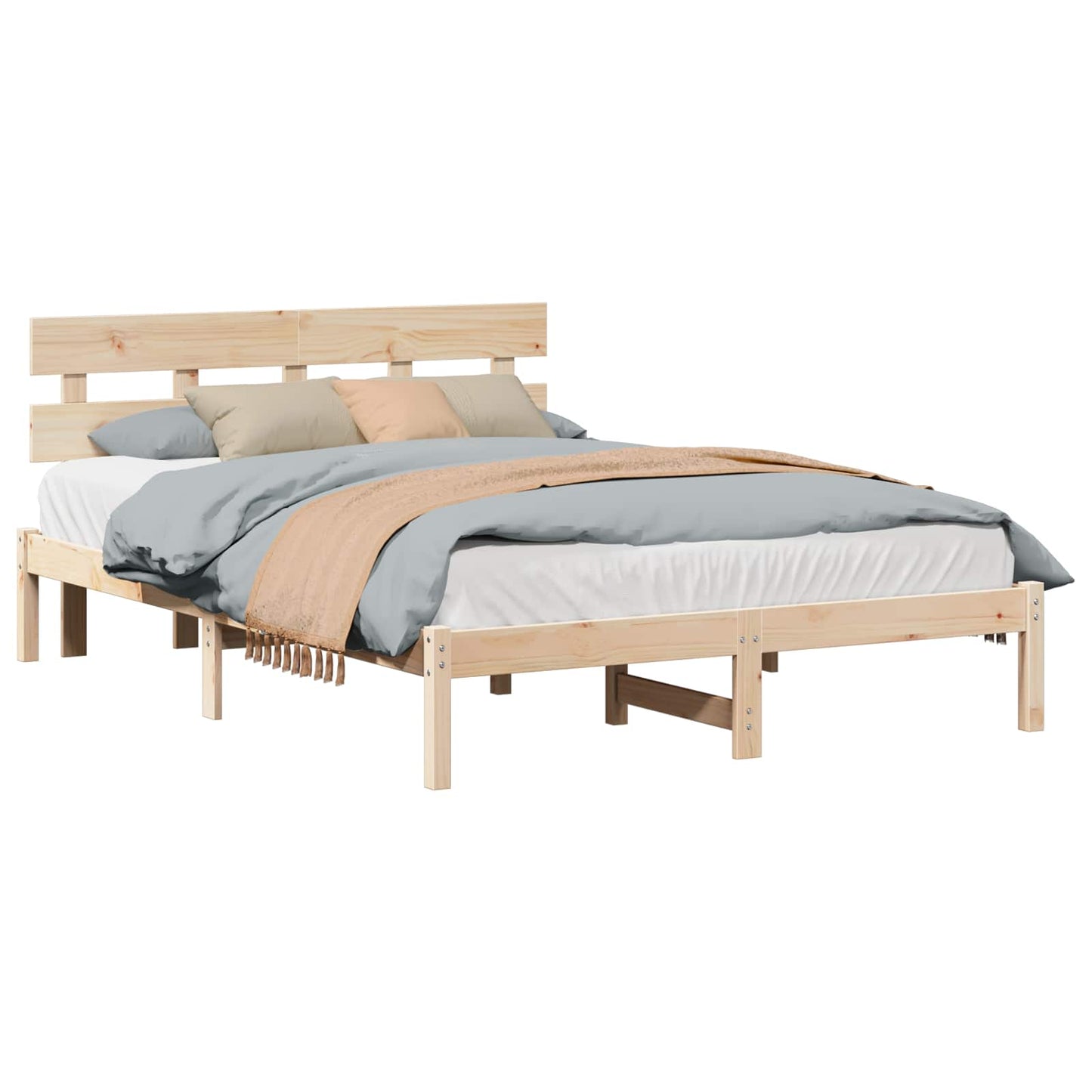 vidaXL Σκελετός Κρεβατιού Καφέ 160 x 200 cm Μασίφ ξύλο πεύκου