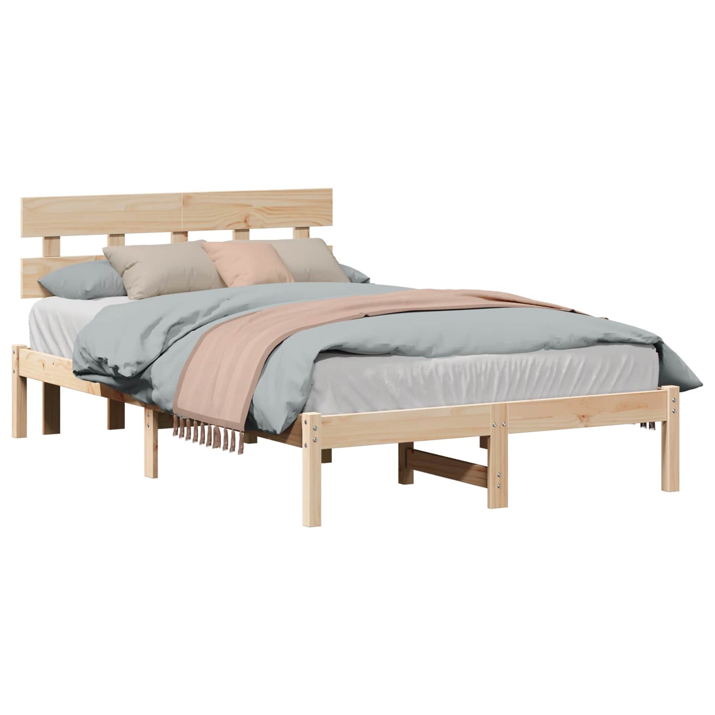 vidaXL Σκελετός Κρεβατιού Καφέ 140 x 190 cm Μασίφ ξύλο πεύκου
