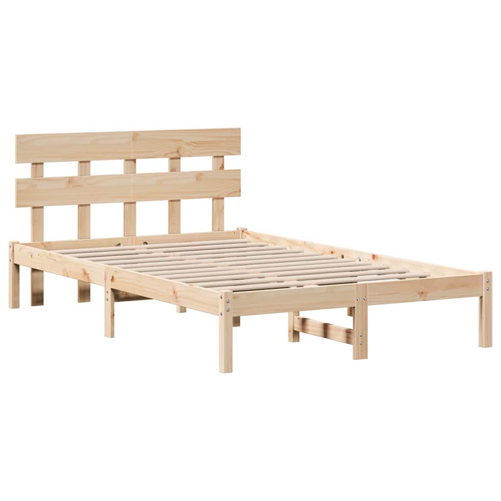 vidaXL Σκελετός Κρεβατιού Καφέ 140 x 190 cm Μασίφ ξύλο πεύκου