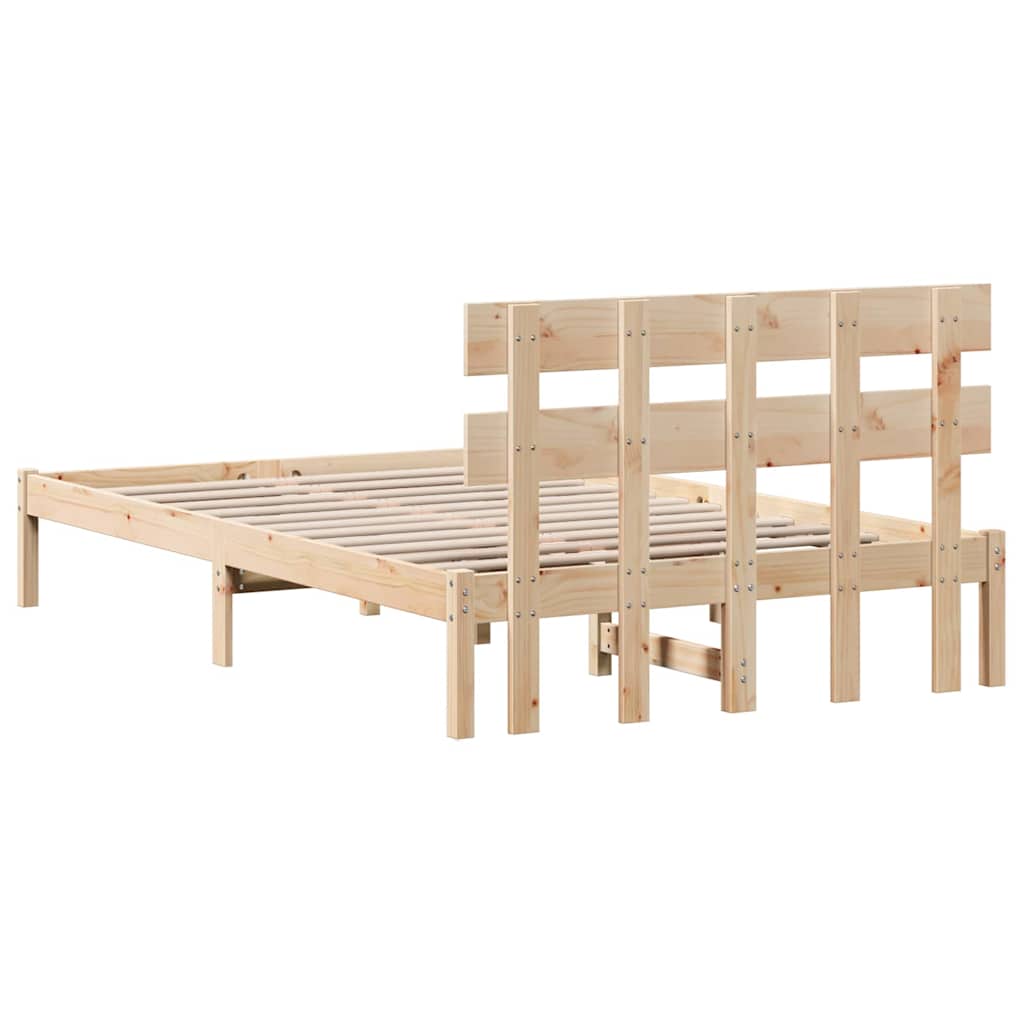 vidaXL Σκελετός Κρεβατιού Καφέ 140 x 190 cm Μασίφ ξύλο πεύκου