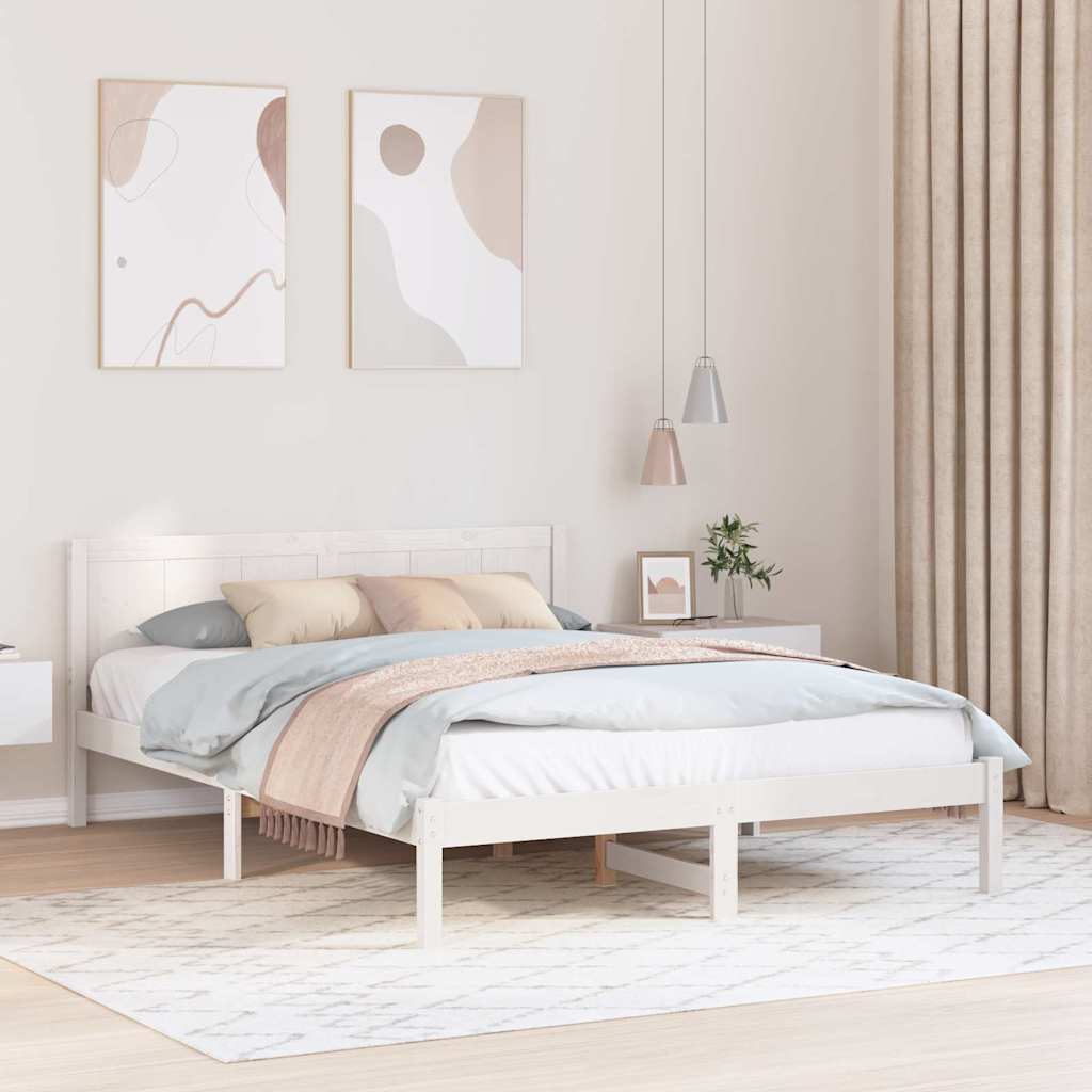 vidaXL Σκελετός Κρεβατιού Λευκό 150 x 200 cm Μασίφ ξύλο πεύκου