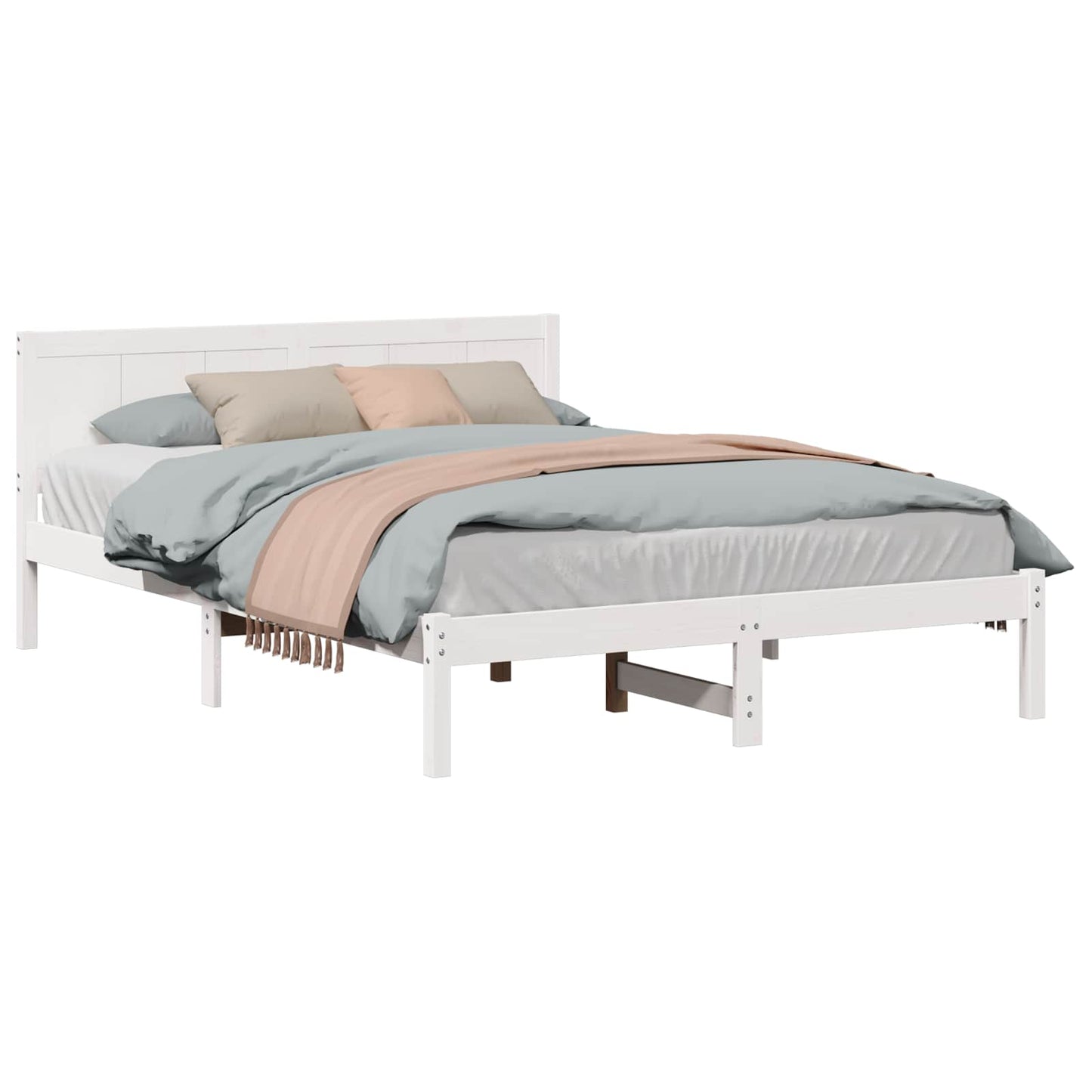 vidaXL Σκελετός Κρεβατιού Λευκό 150 x 200 cm Μασίφ ξύλο πεύκου