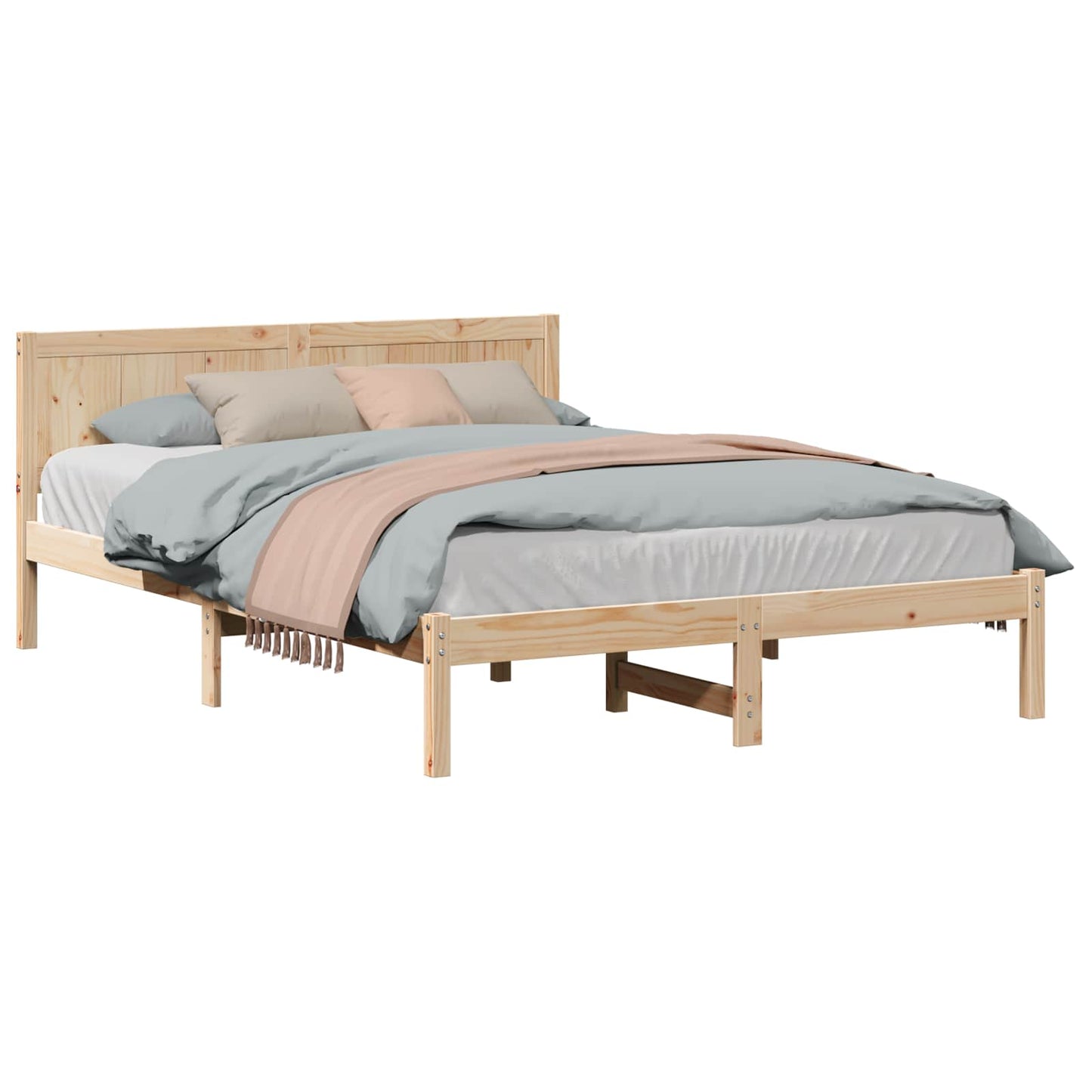 vidaXL Σκελετός Κρεβατιού Καφέ 140 x 200 cm Μασίφ ξύλο πεύκου