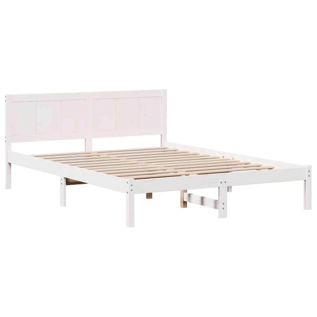 vidaXL Σκελετός Κρεβατιού Λευκό 140 x 200 cm Μασίφ ξύλο πεύκου