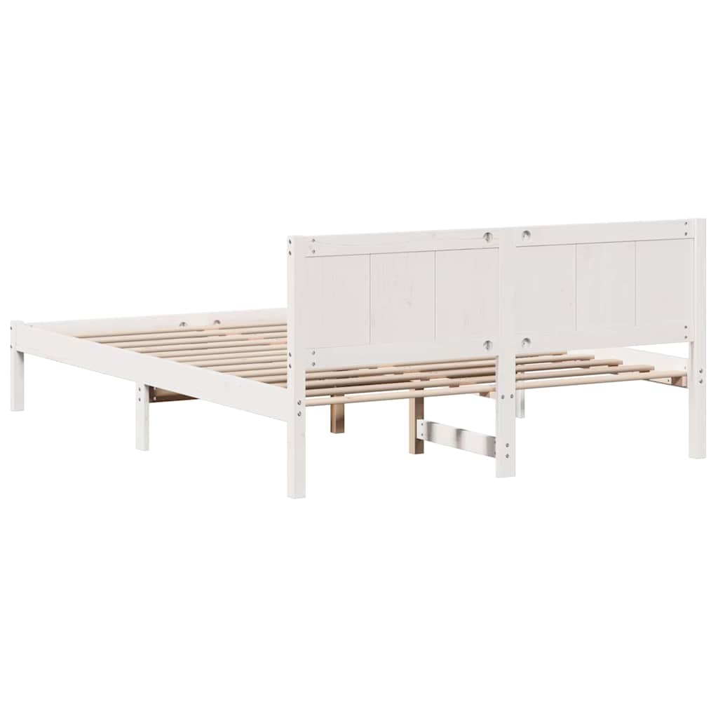 vidaXL Σκελετός Κρεβατιού Λευκό 140 x 200 cm Μασίφ ξύλο πεύκου