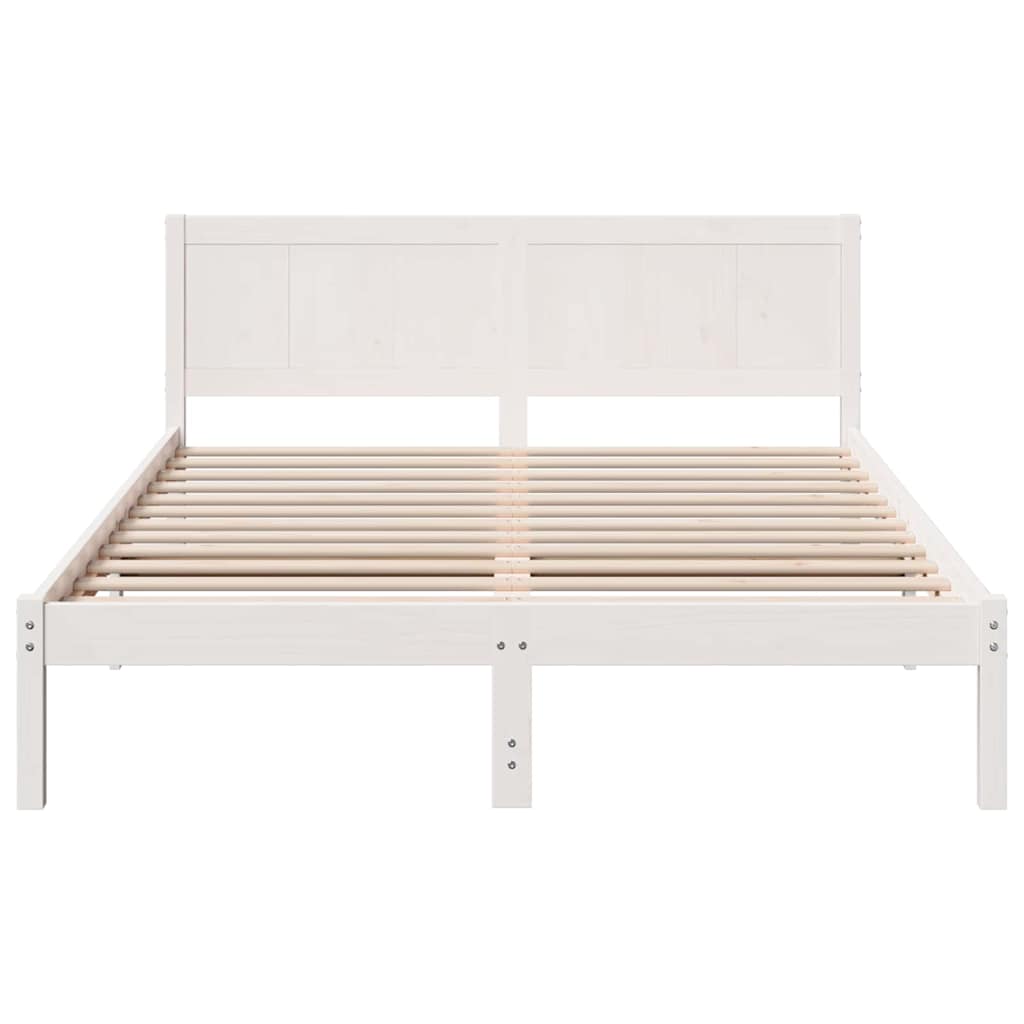 vidaXL Σκελετός Κρεβατιού Λευκό 140 x 200 cm Μασίφ ξύλο πεύκου