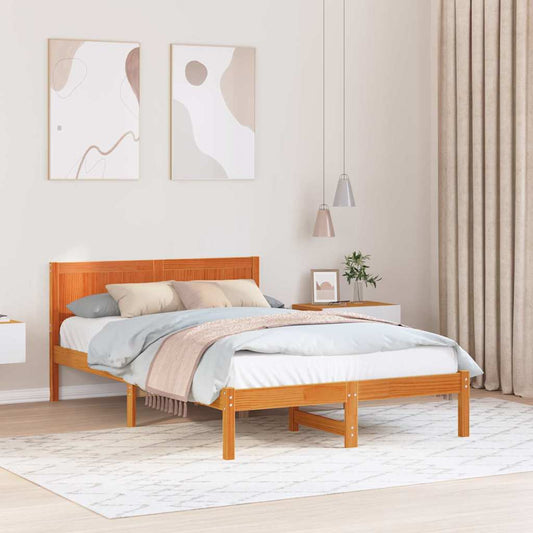 vidaXL Σκελετός Κρεβατιού Καφέ 140 x 190 cm Μασίφ ξύλο πεύκου