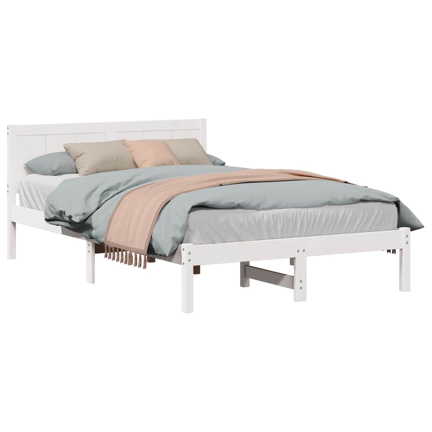 vidaXL Σκελετός Κρεβατιού Λευκό 120 x 190 cm Μασίφ ξύλο πεύκου