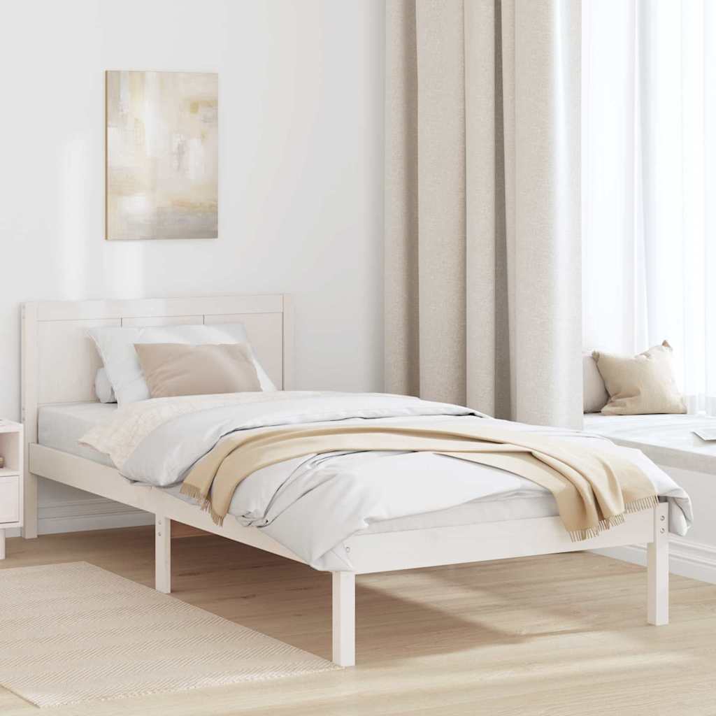 vidaXL Σκελετός Κρεβατιού Λευκό 80 x 200 cm Μασίφ ξύλο πεύκου