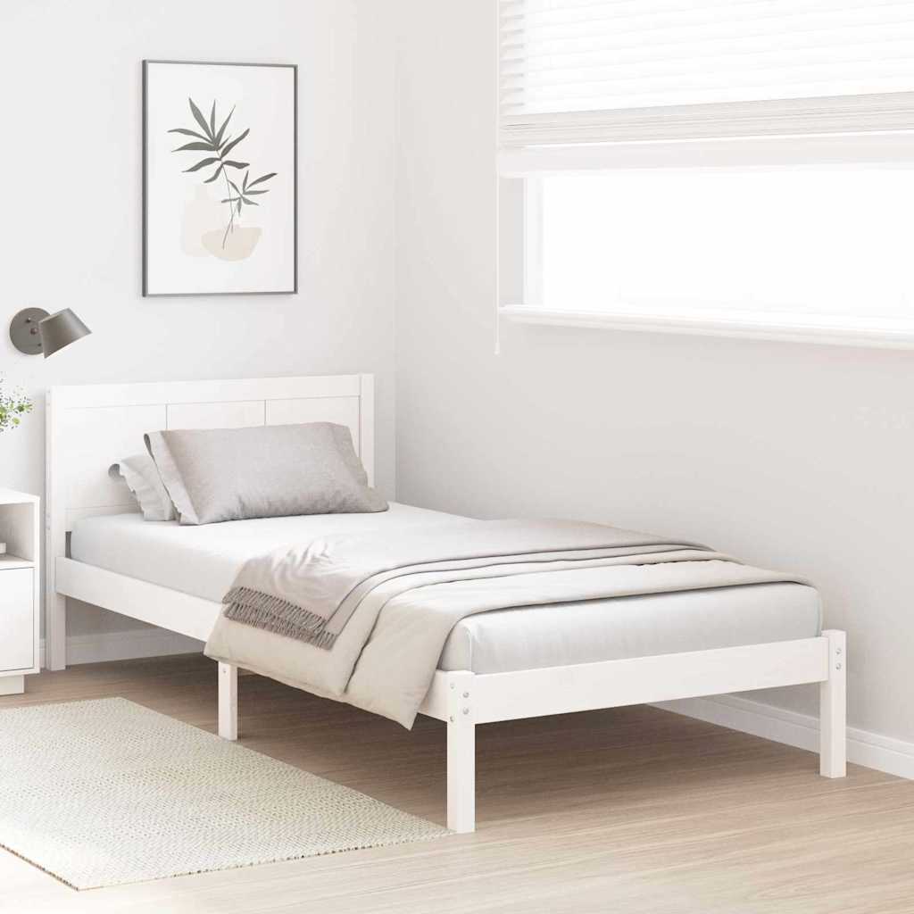 vidaXL Σκελετός Κρεβατιού Λευκό 80 x 200 cm Μασίφ ξύλο πεύκου