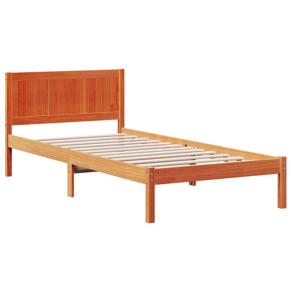 vidaXL Σκελετός Κρεβατιού Καφέ 80 x 200 cm Μασίφ ξύλο πεύκου