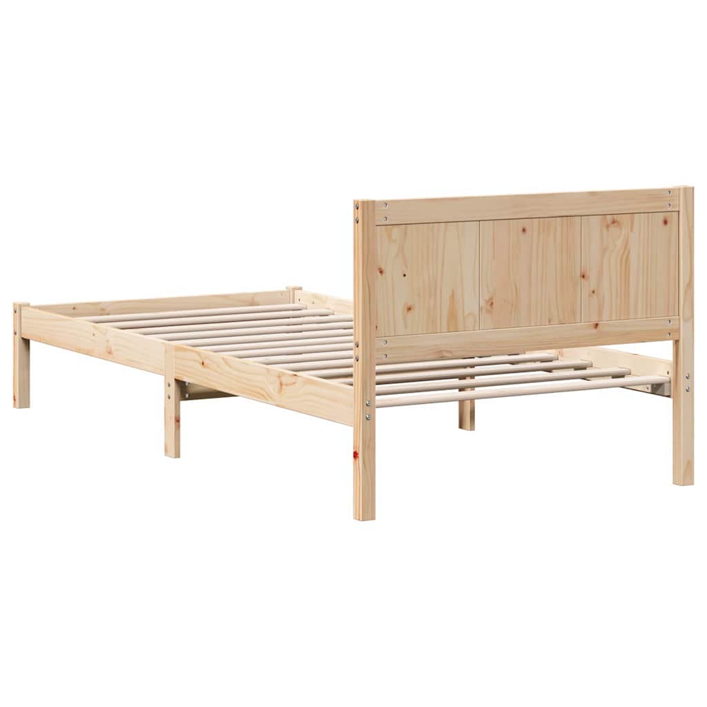 vidaXL Σκελετός Κρεβατιού Καφέ 75 x 190 cm Μασίφ ξύλο πεύκου