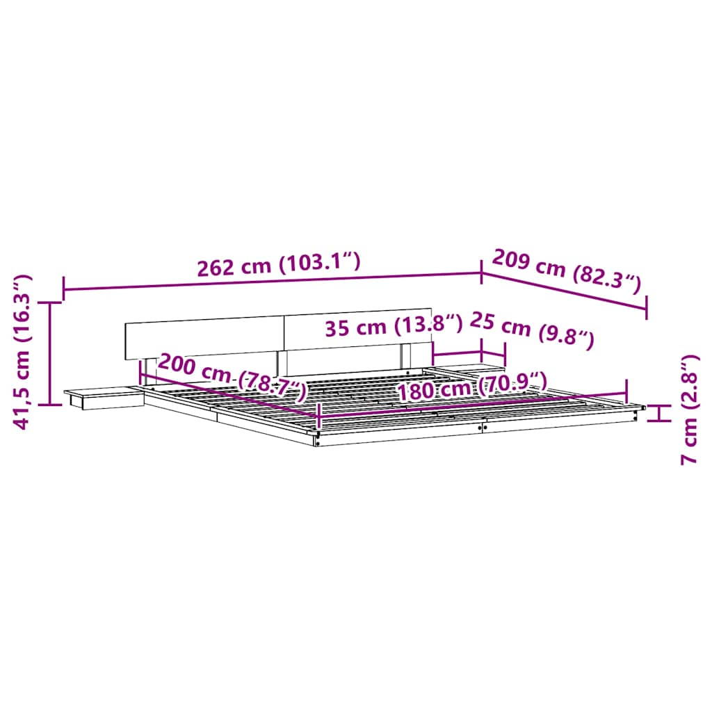 vidaXL Σκελετός Κρεβατιού Λευκό 180 x 200 cm ξύλο