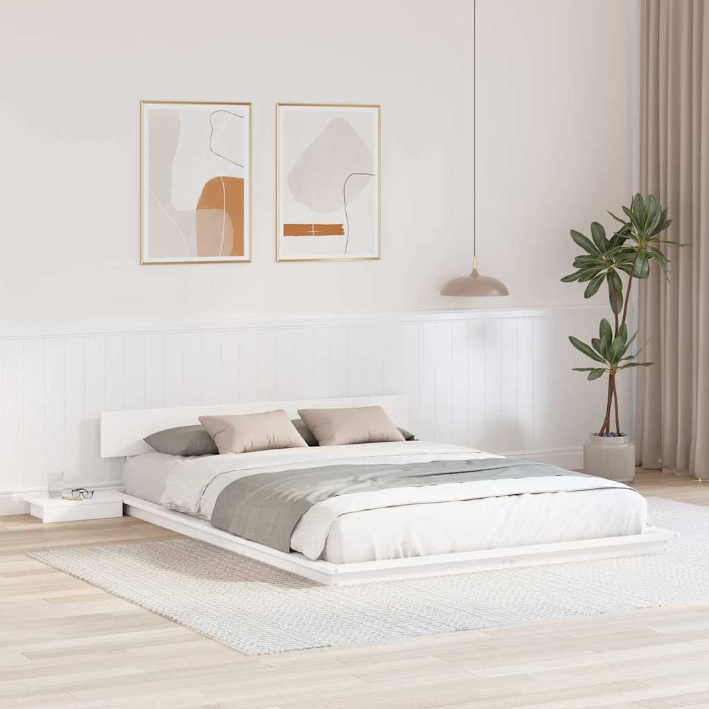vidaXL Σκελετός Κρεβατιού Λευκό 150 x 200 cm ξύλο