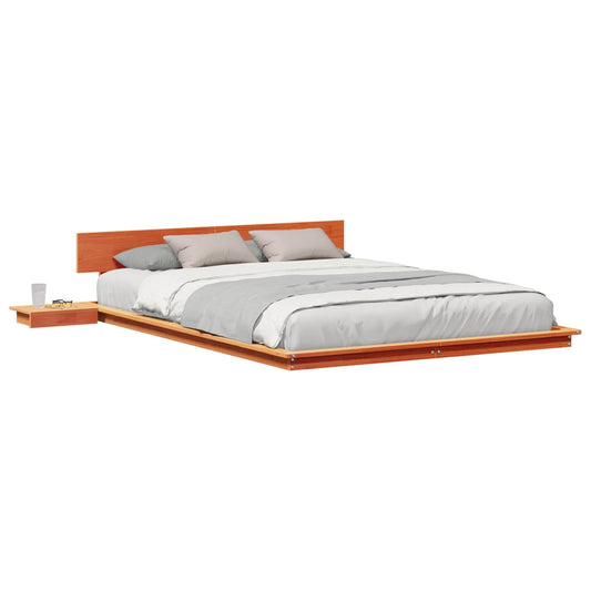 vidaXL Σκελετός Κρεβατιού με κεφαλάρι Καφέ 140 x 200 cm ξύλο