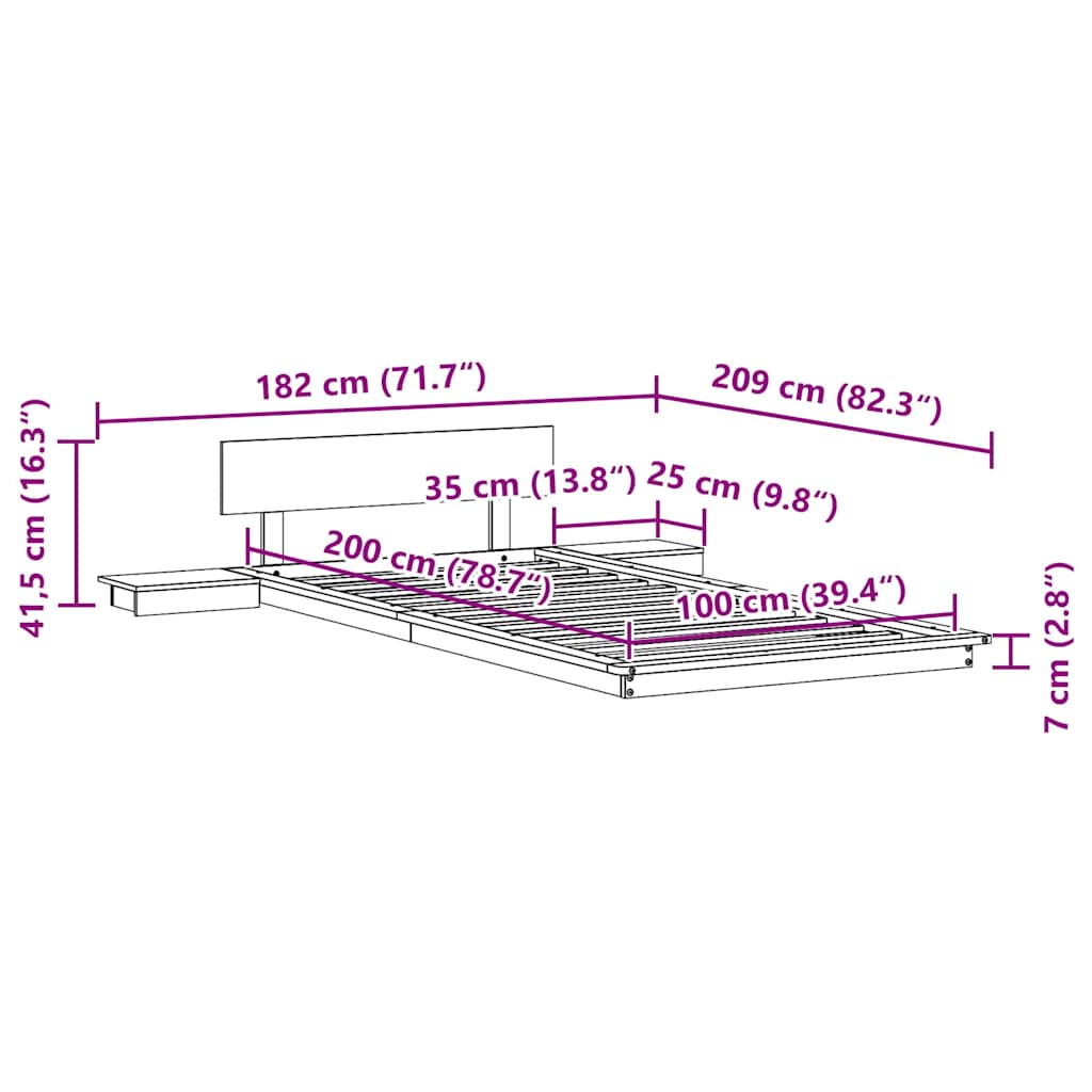vidaXL Σκελετός Κρεβατιού Καφέ 100 x 200 cm ξύλο