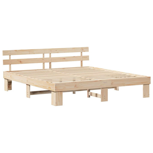 vidaXL Σκελετός Κρεβατιού με κεφαλάρι Καφέ 200 x 200 cm