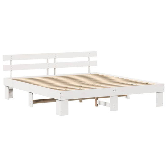 vidaXL Σκελετός Κρεβατιού με κεφαλάρι Λευκό 200 x 200 cm