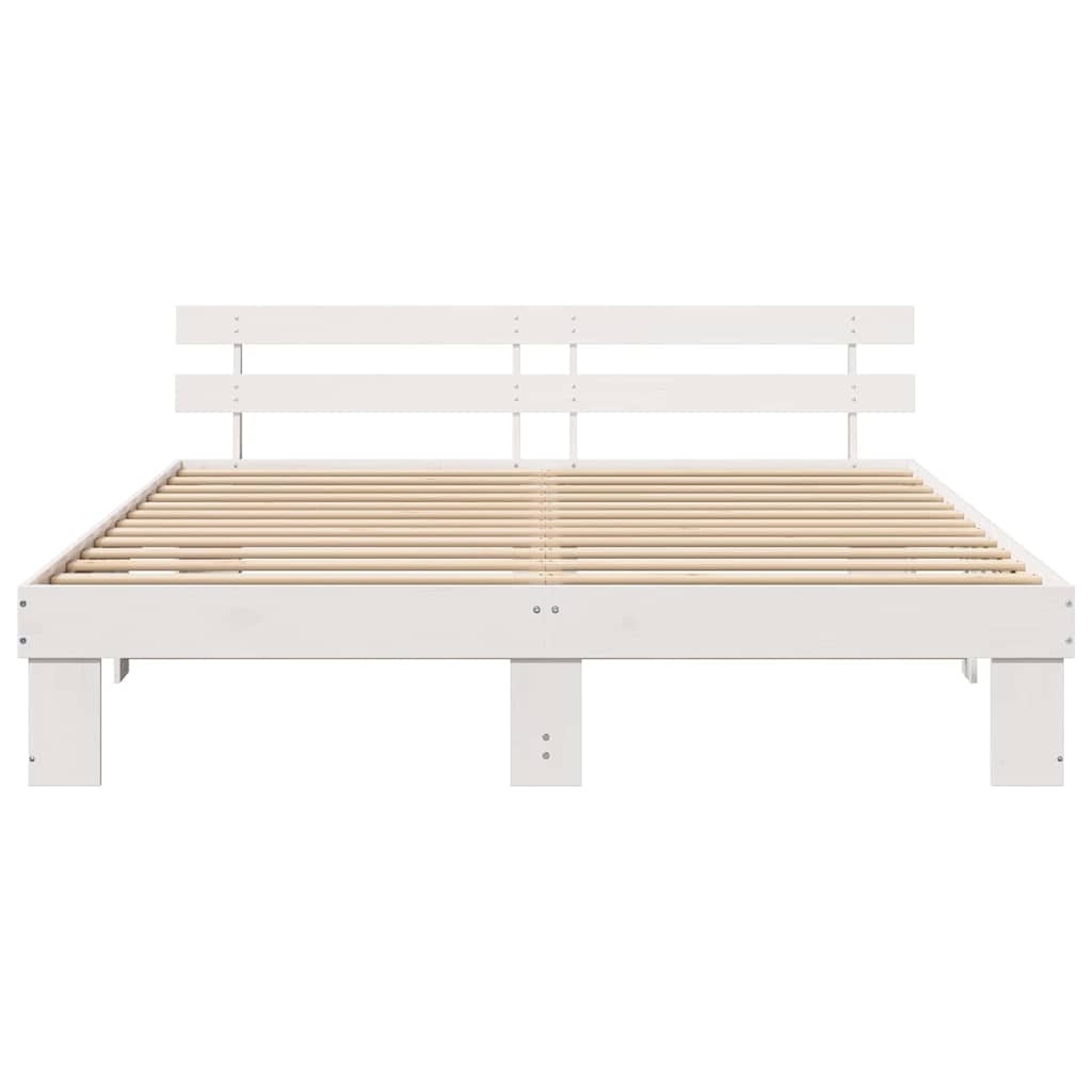 vidaXL Σκελετός Κρεβατιού με κεφαλάρι Λευκό 180 x 200 cm