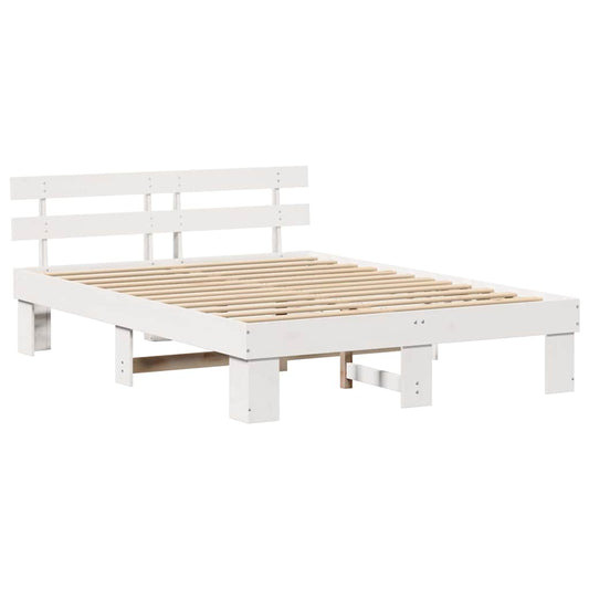 vidaXL Σκελετός Κρεβατιού με κεφαλάρι Λευκό 160 x 200 cm