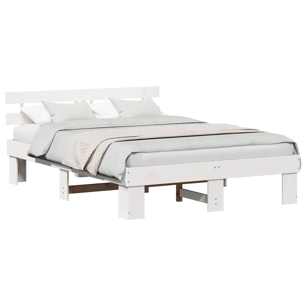 vidaXL Σκελετός Κρεβατιού με κεφαλάρι Λευκό 160 x 200 cm