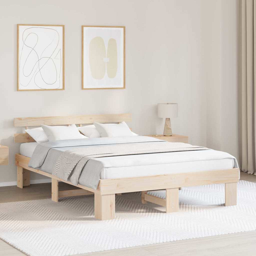 vidaXL Σκελετός Κρεβατιού με κεφαλάρι Καφέ 150 x 200 cm