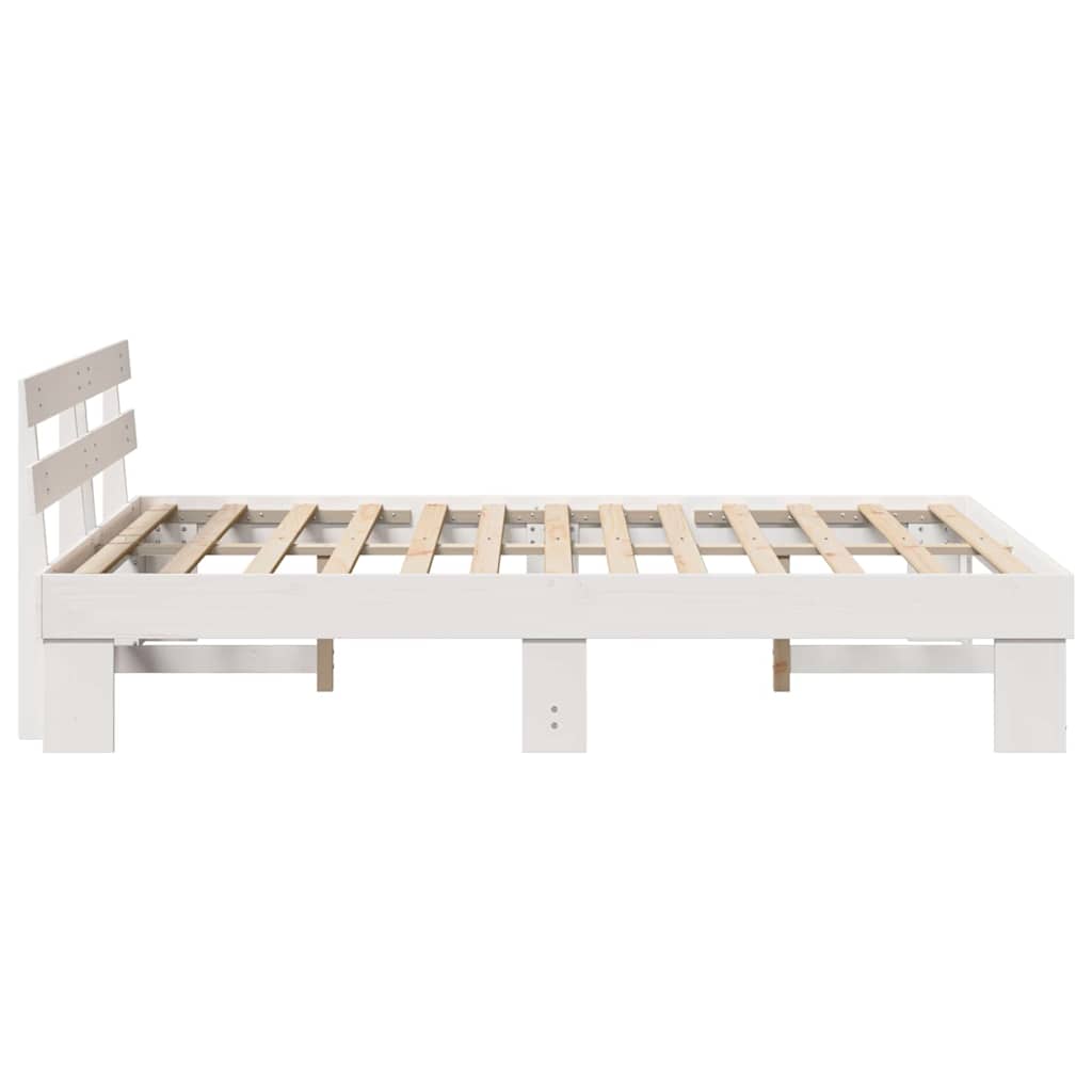 vidaXL Σκελετός Κρεβατιού με κεφαλάρι Λευκό 150 x 200 cm