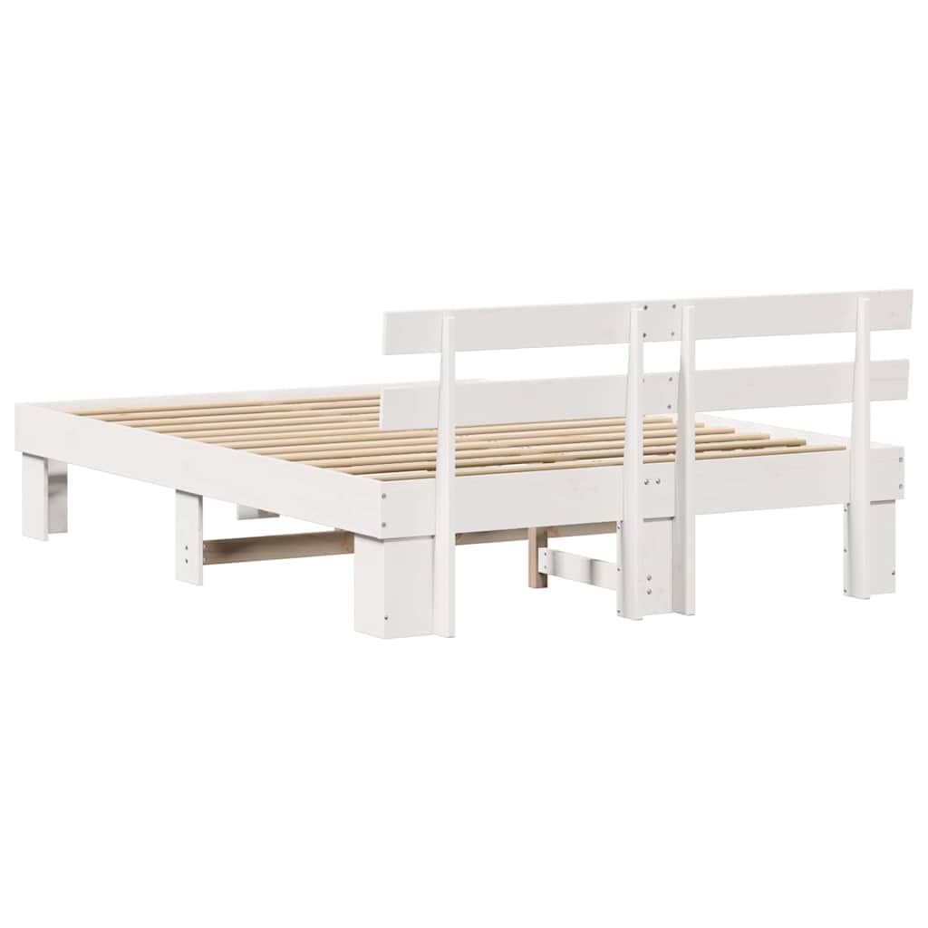 vidaXL Σκελετός Κρεβατιού με κεφαλάρι Λευκό 140 x 200 cm