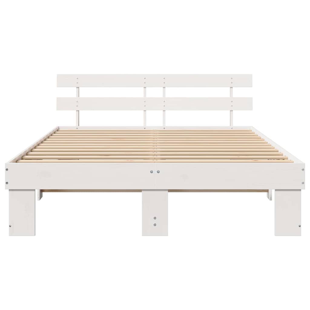 vidaXL Σκελετός Κρεβατιού με κεφαλάρι Λευκό 140 x 200 cm