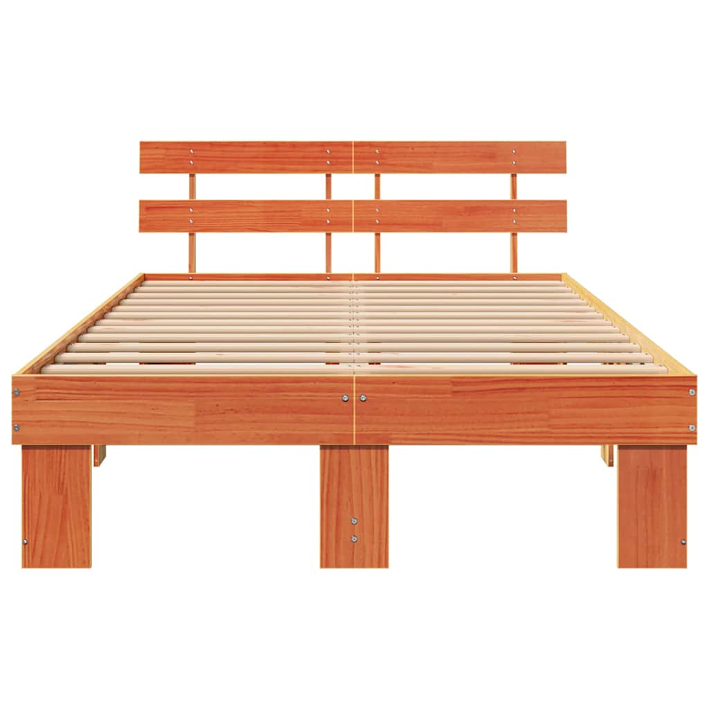 vidaXL Σκελετός Κρεβατιού με κεφαλάρι Κερωτό καφέ 120 x 200 cm