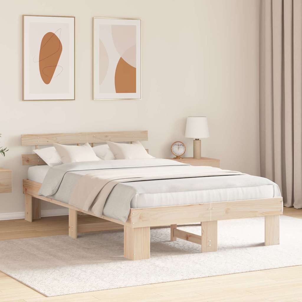 vidaXL Σκελετός Κρεβατιού με κεφαλάρι Καφέ 135 x 190 cm