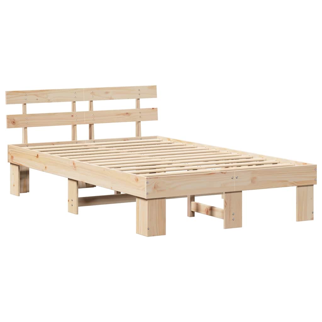vidaXL Σκελετός Κρεβατιού με κεφαλάρι Καφέ 135 x 190 cm