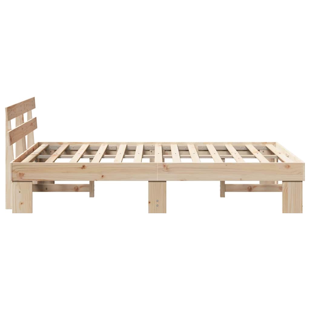 vidaXL Σκελετός Κρεβατιού με κεφαλάρι Καφέ 135 x 190 cm