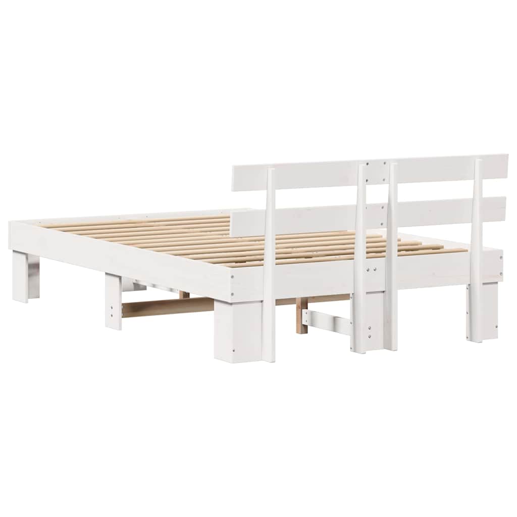vidaXL Σκελετός Κρεβατιού με κεφαλάρι Λευκό 135 x 190 cm