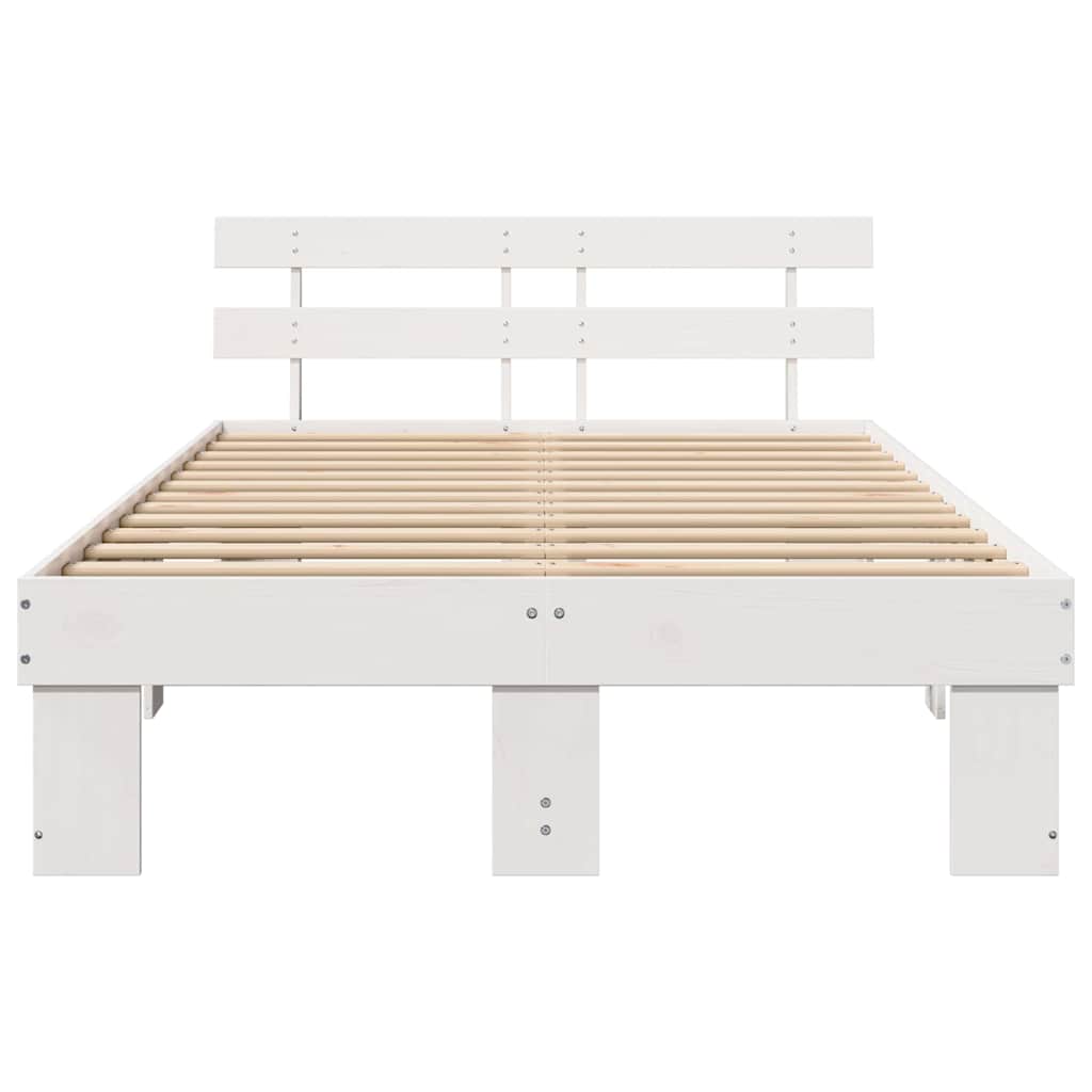 vidaXL Σκελετός Κρεβατιού με κεφαλάρι Λευκό 135 x 190 cm
