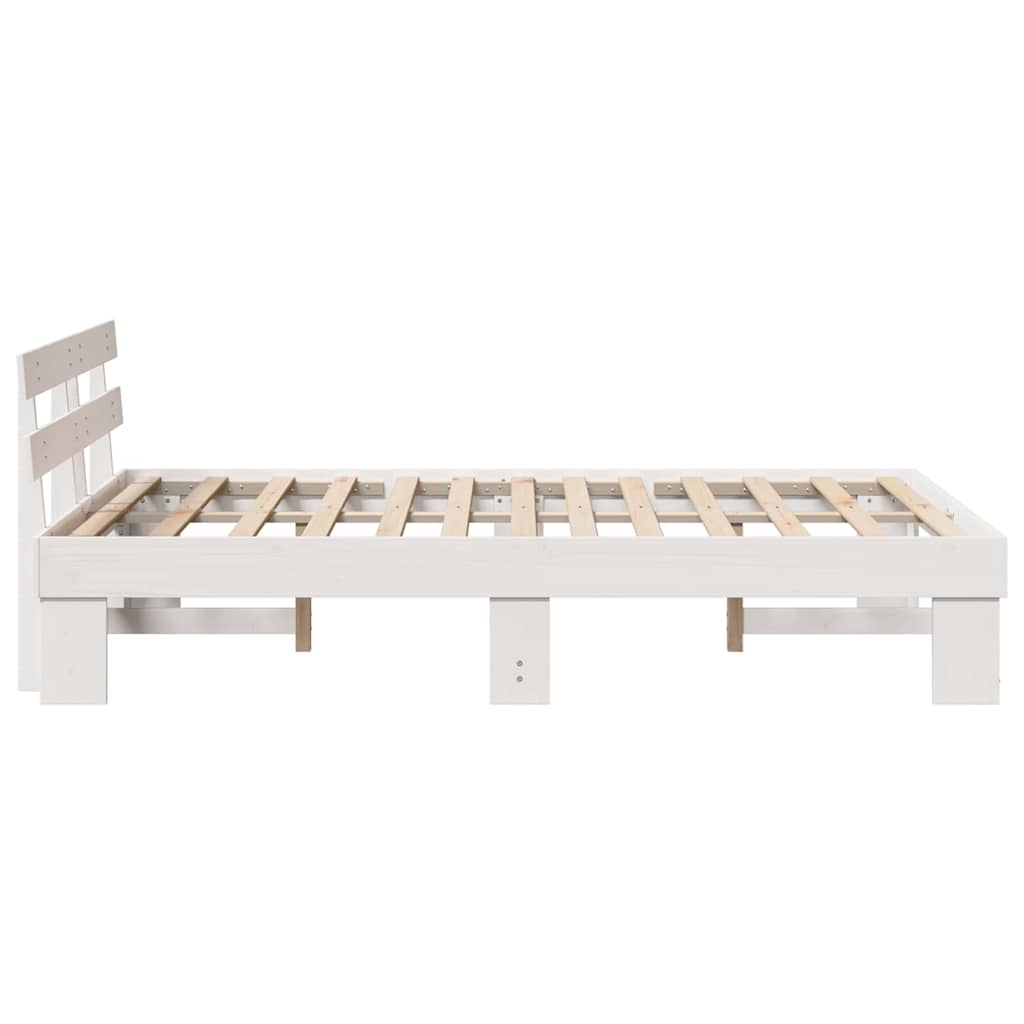 vidaXL Σκελετός Κρεβατιού με κεφαλάρι Λευκό 135 x 190 cm