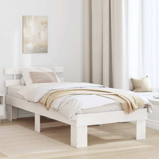 vidaXL Σκελετός Κρεβατιού με κεφαλάρι Λευκό 90 x 200 cm
