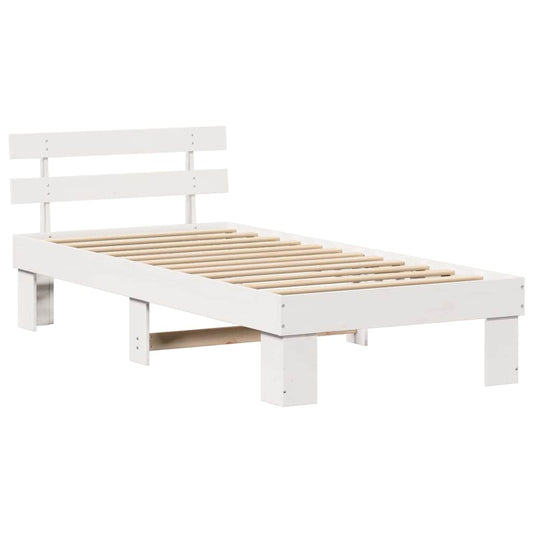 vidaXL Σκελετός Κρεβατιού με κεφαλάρι Λευκό 90 x 200 cm