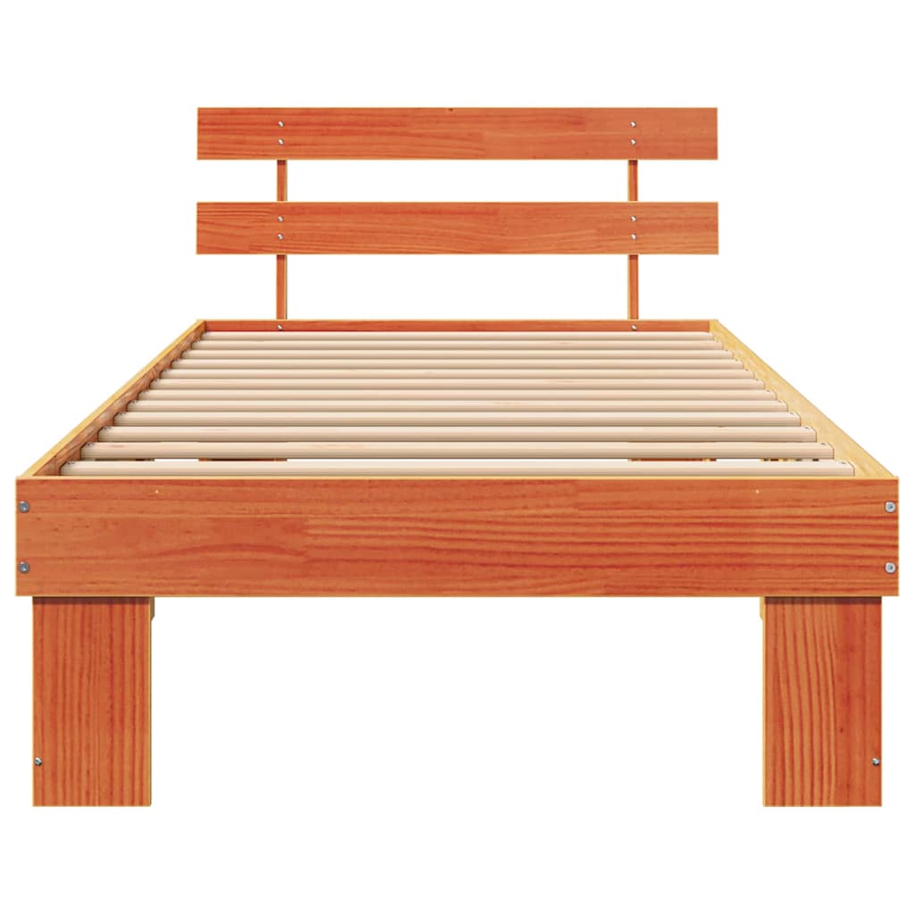 vidaXL Σκελετός Κρεβατιού με κεφαλάρι Καφέ 90 x 200 cm