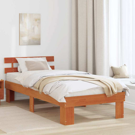 vidaXL Σκελετός Κρεβατιού Κερωτό καφέ 80 x 200 cm Στερεά ξυλεία πεύκου