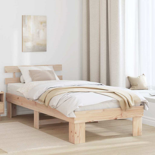 vidaXL Σκελετός Κρεβατιού με κεφαλάρι Καφέ 90 x 190 cm