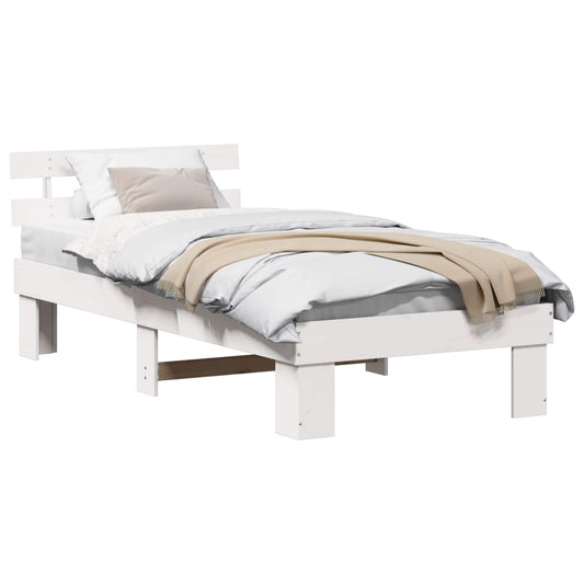 vidaXL Σκελετός Κρεβατιού Λευκό 90 x 190 cm Στερεά ξυλεία πεύκου