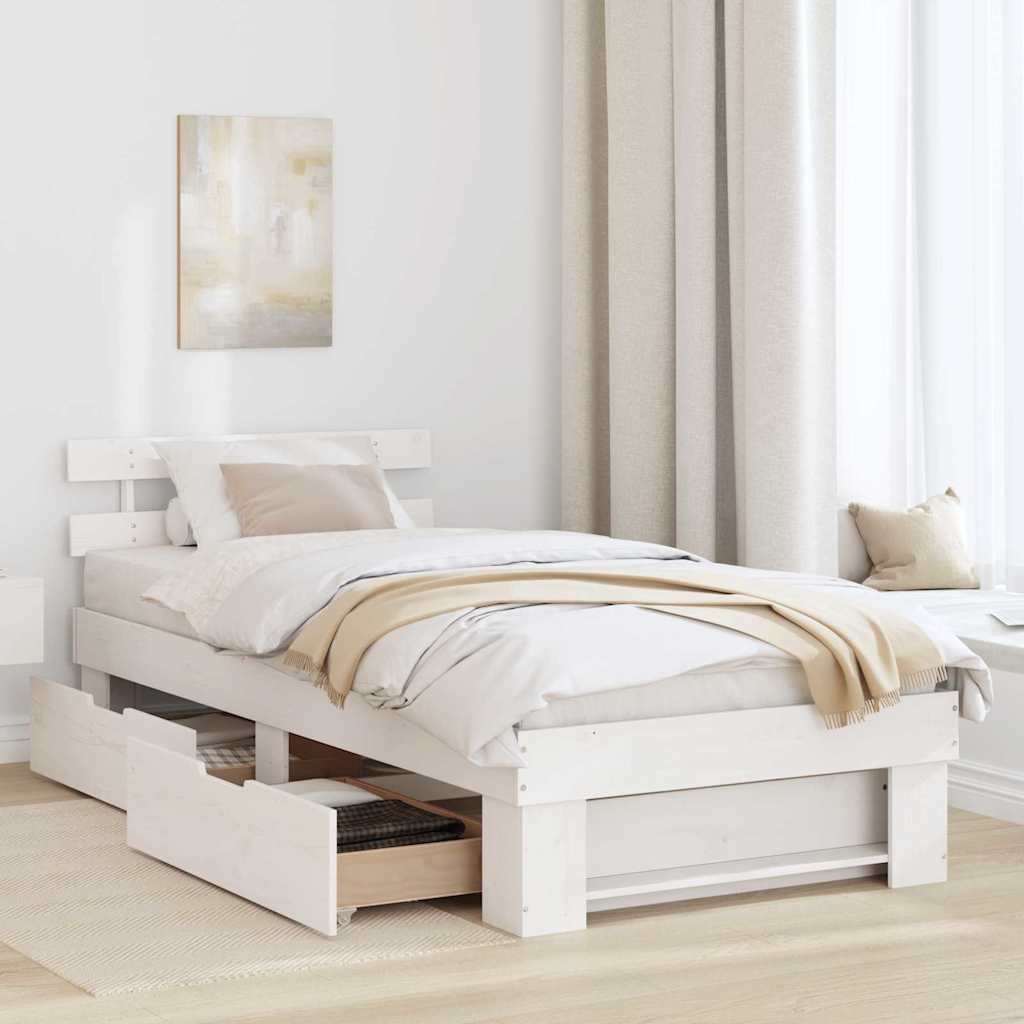vidaXL Σκελετός Κρεβατιού Λευκό 90 x 200 cm Στερεά ξυλεία πεύκου