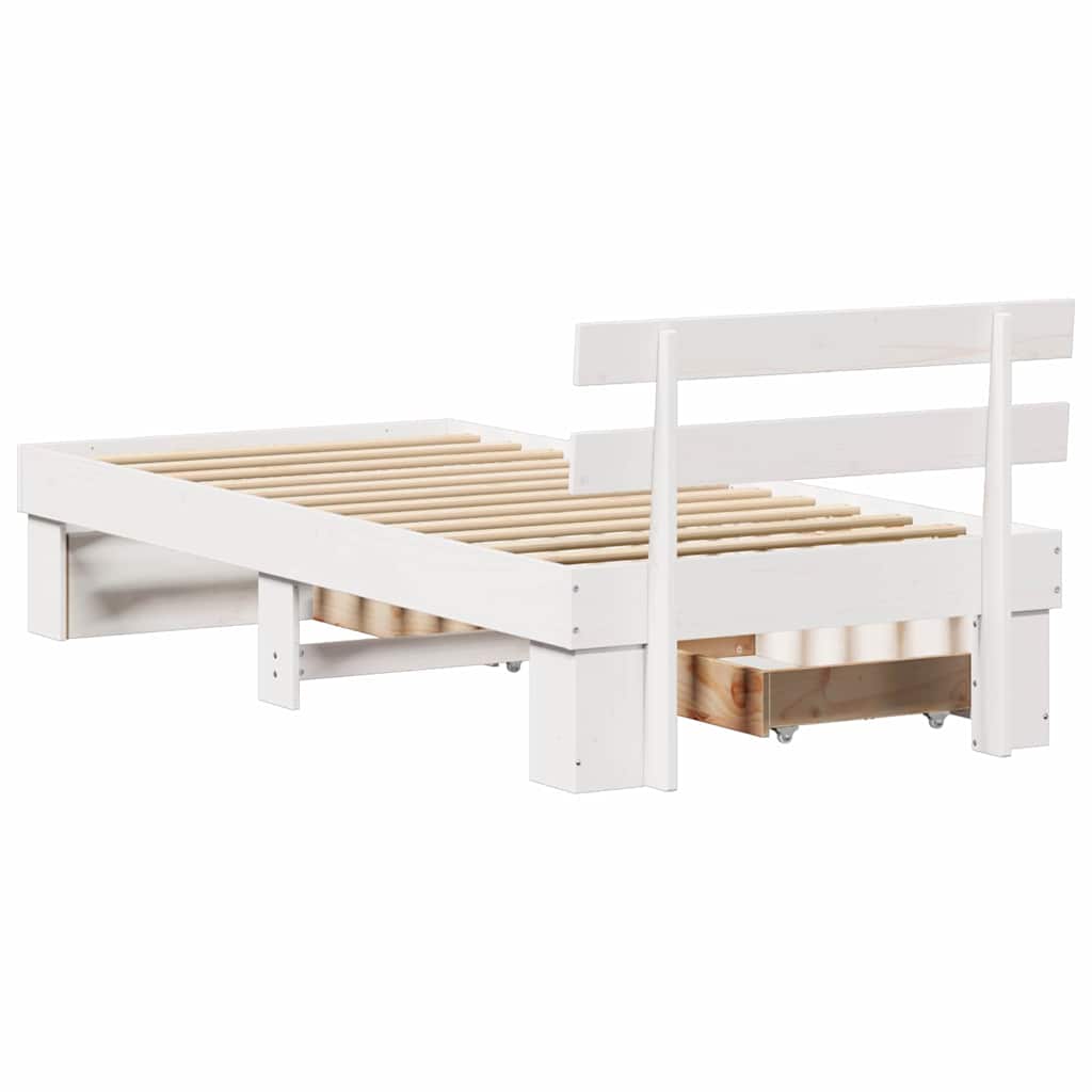 vidaXL Σκελετός Κρεβατιού Λευκό 90 x 200 cm Στερεά ξυλεία πεύκου