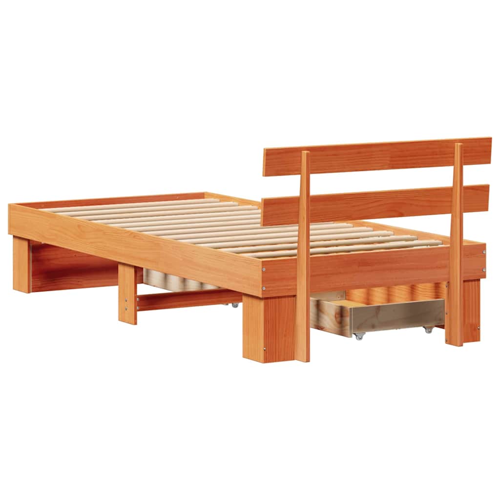 vidaXL Σκελετός Κρεβατιού Κερωτό καφέ 90 x 200 cm Στερεά ξυλεία πεύκου