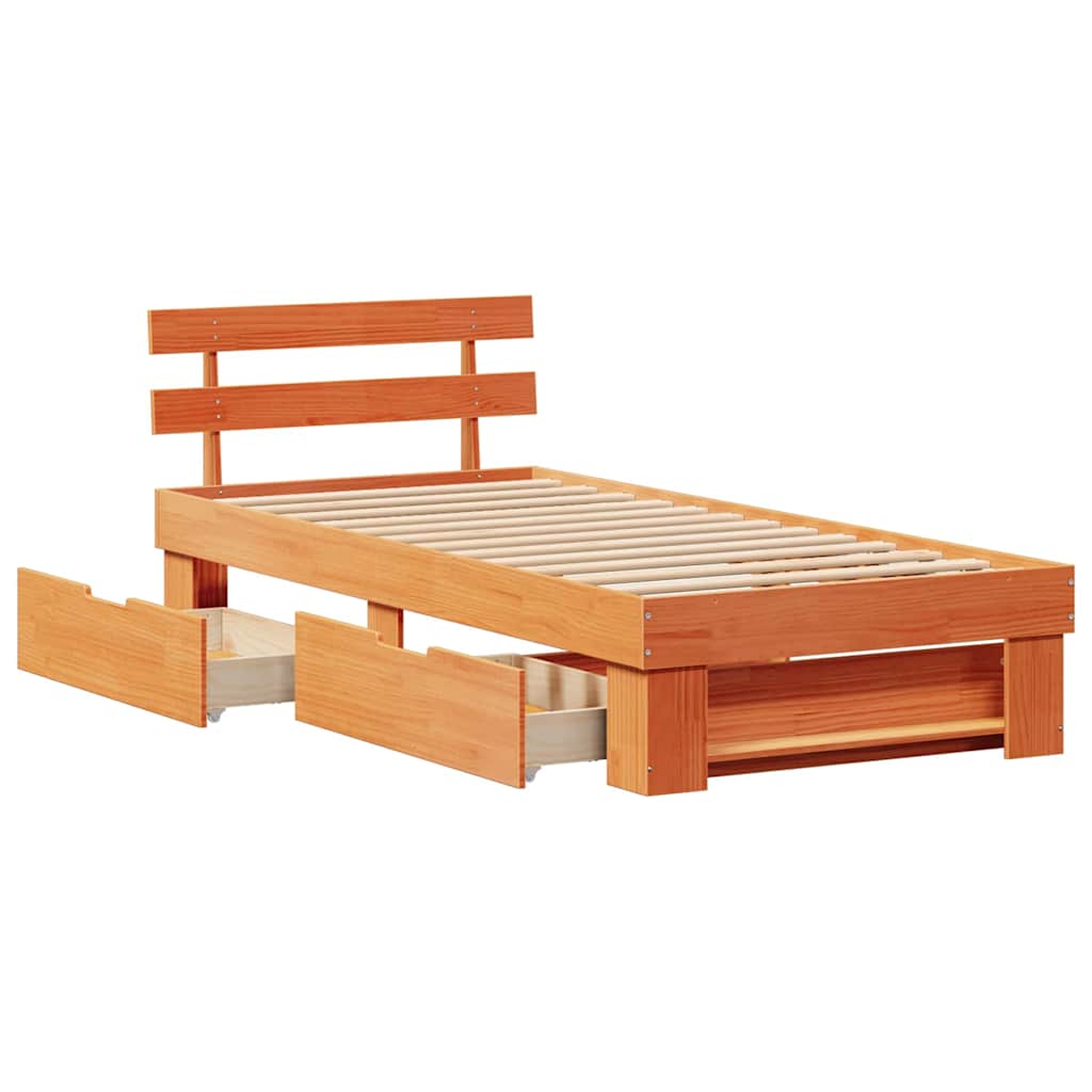 vidaXL Σκελετός Κρεβατιού Κερωτό καφέ 80 x 200 cm Στερεά ξυλεία πεύκου