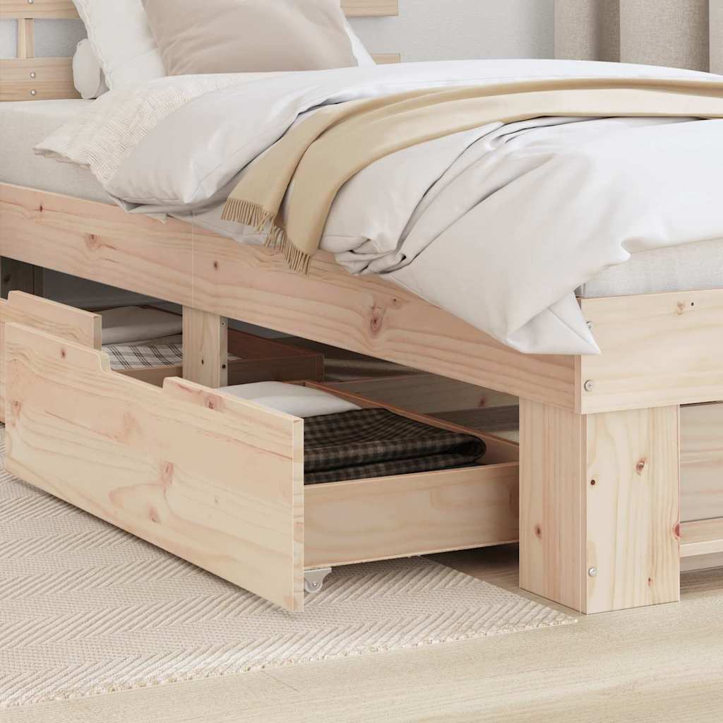 vidaXL Σκελετός Κρεβατιού Φυσικό 90 x 190 cm Στερεά ξυλεία πεύκου